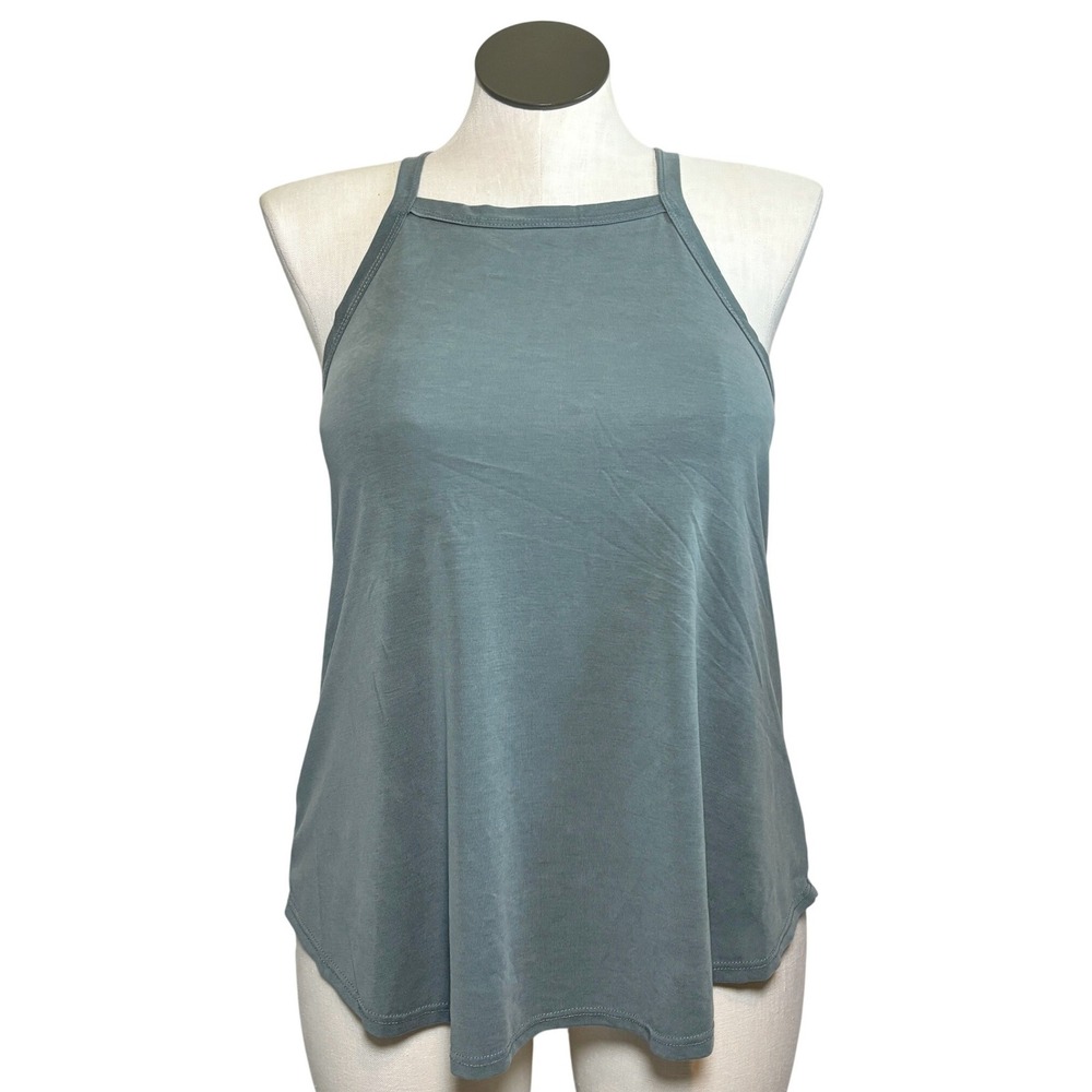Moa Moa‎ Womens Sage Green High Neck Halter Tank Top Size Large Relaxed Fit Boho
